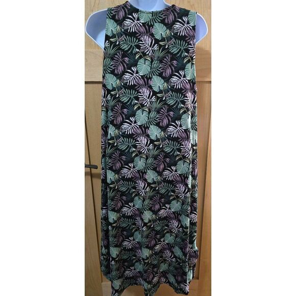 Cynthia Rowley Sleeveless Tropical Leaf Print Dress Multicolor Womens Size L - Picture 4 of 7